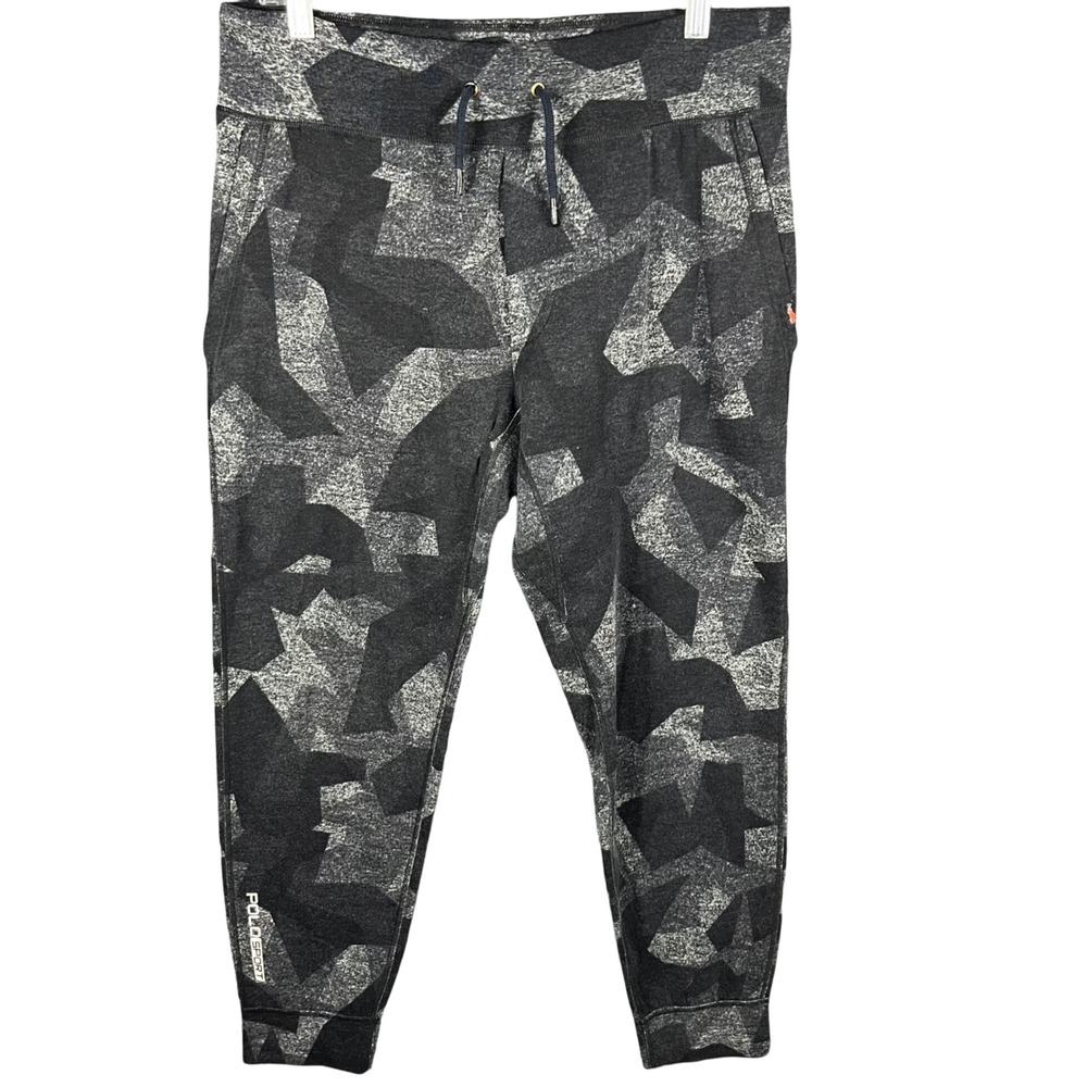 Polo Sport Ralph Lauren Jogger Sweatpants Mens Medium Grey Black Camo Fleece